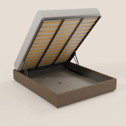 Ina sommier con ampio contenitore in microfibra smacchiabile ed impermeabile T11 marrone 