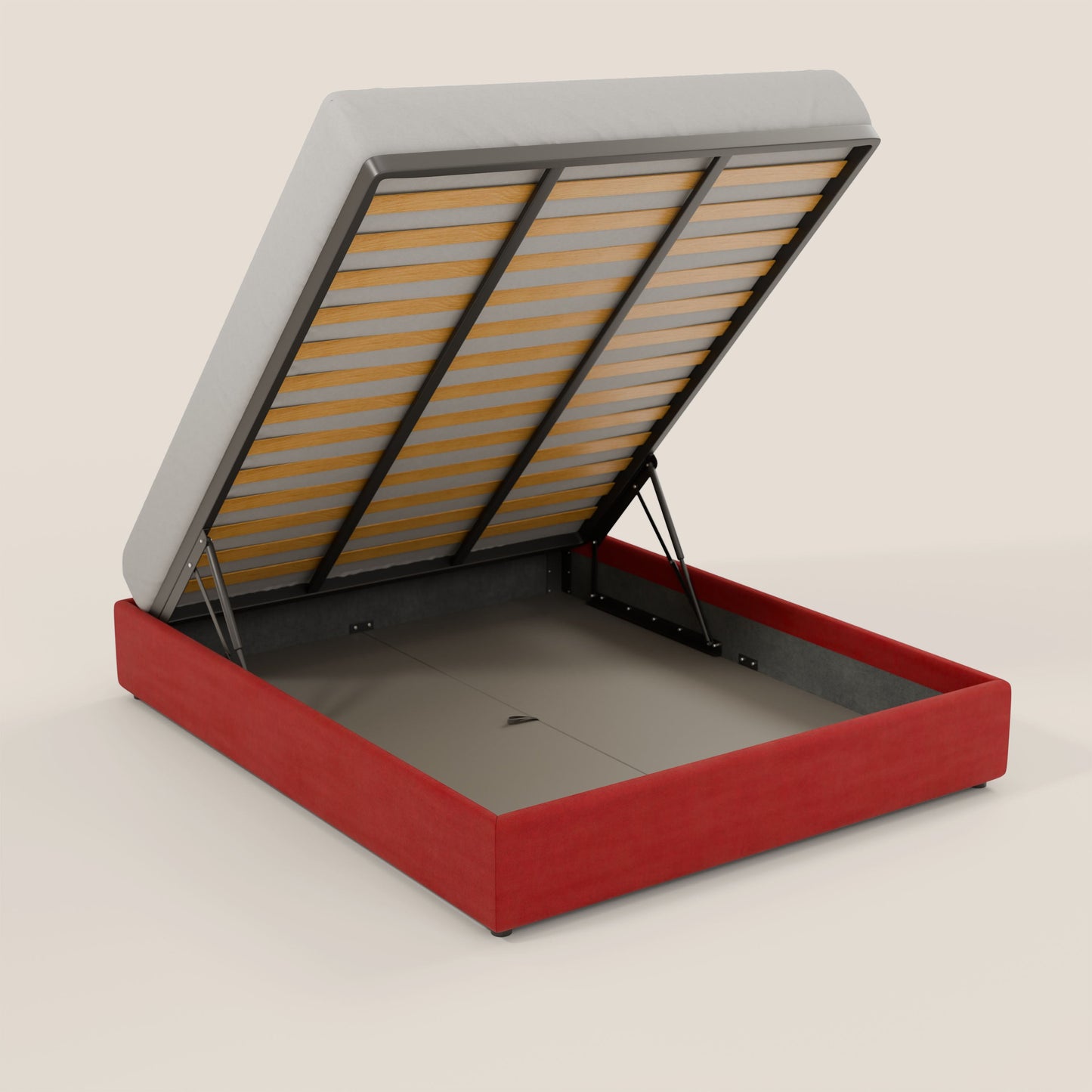 Ina sommier con ampio contenitore in microfibra smacchiabile ed impermeabile T11 rosso 