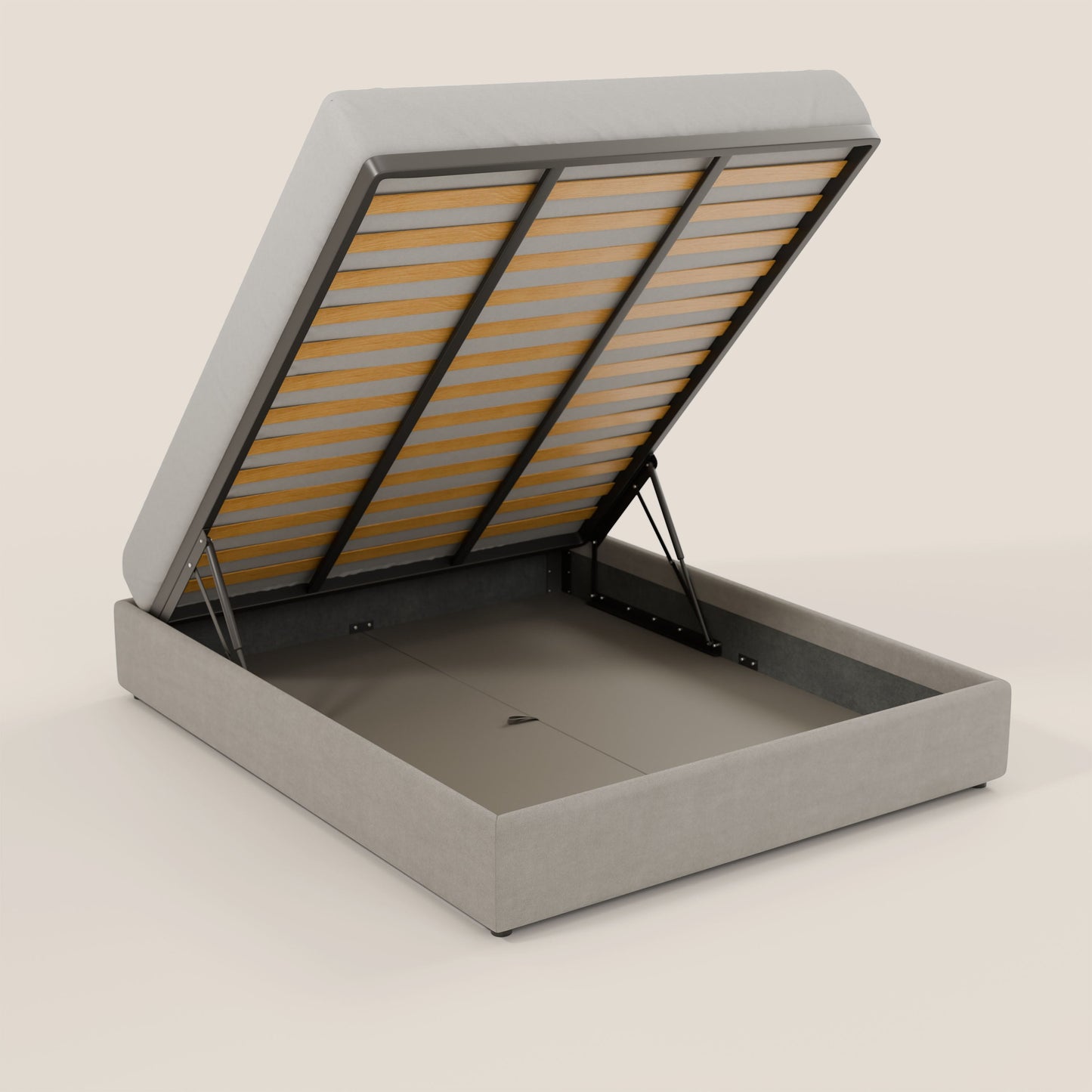 Ina sommier con ampio contenitore in microfibra smacchiabile ed impermeabile T11 grigio chiaro 