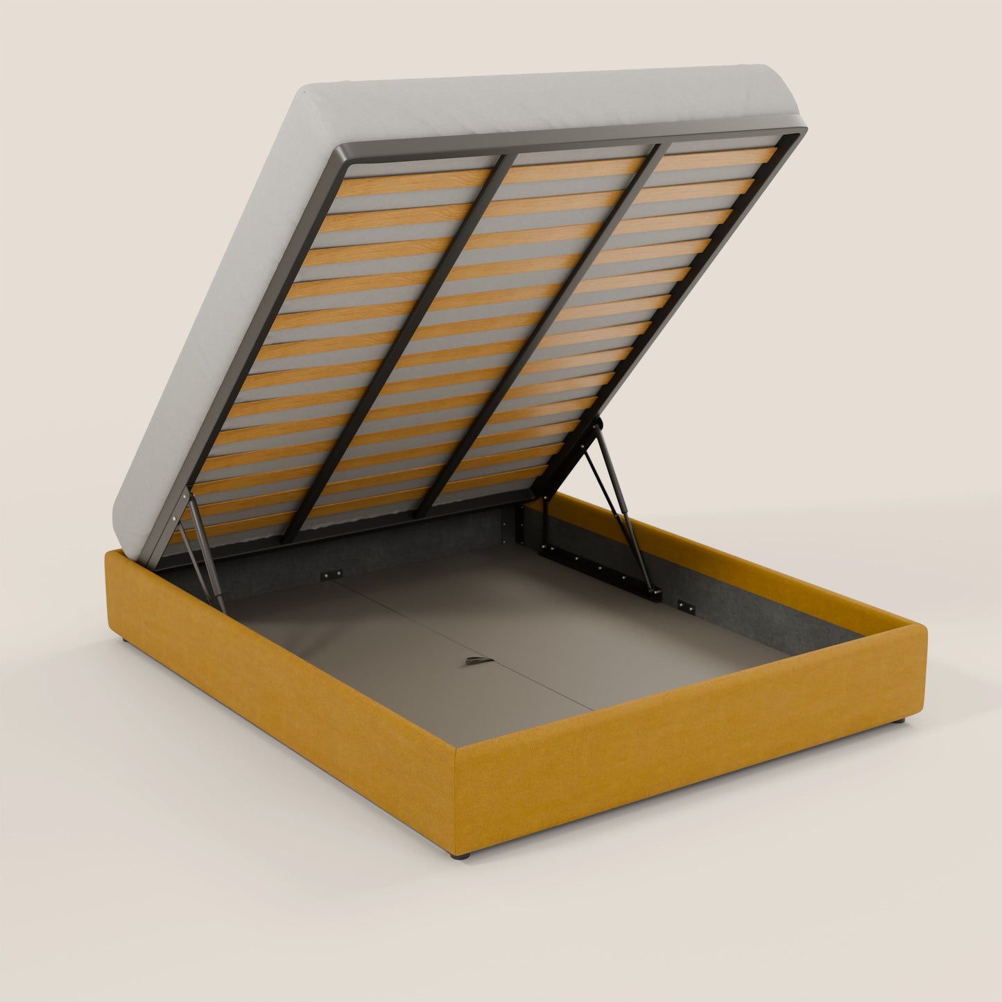 Ina sommier con ampio contenitore in microfibra smacchiabile ed impermeabile T11 giallo 