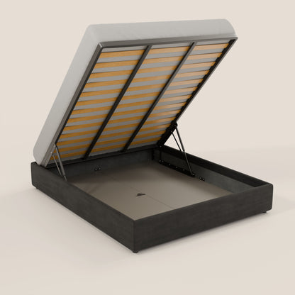 Ina sommier con ampio contenitore in microfibra smacchiabile ed impermeabile T11 nero 