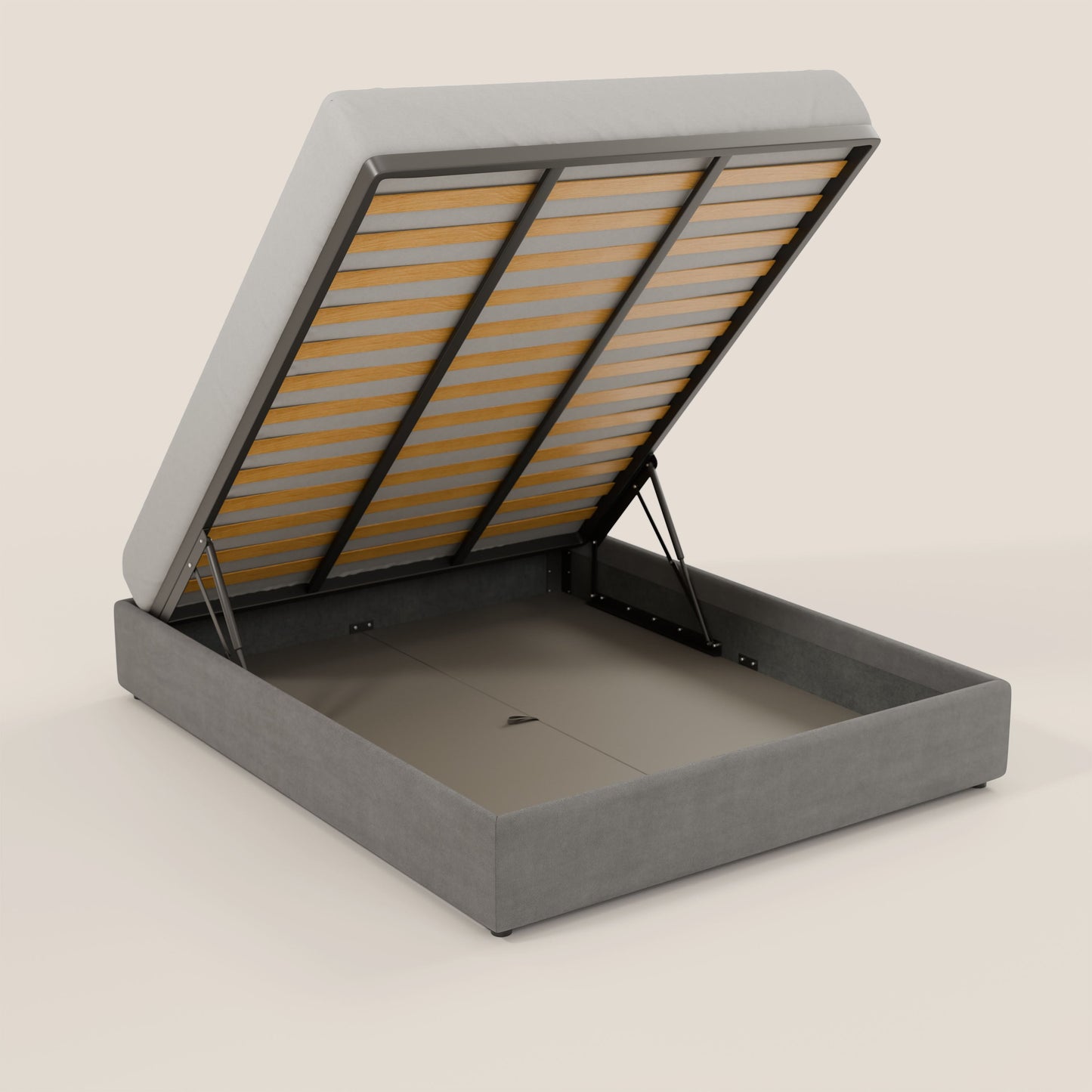 Ina sommier con ampio contenitore in microfibra smacchiabile ed impermeabile T11 grigio 