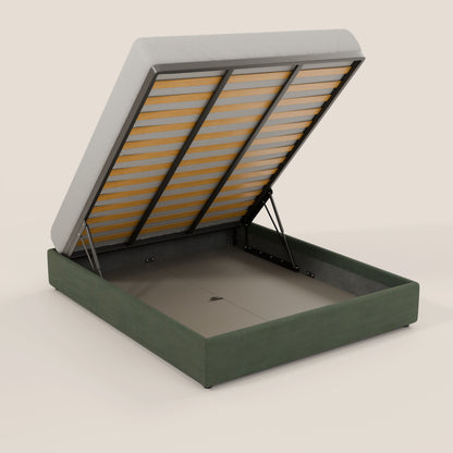 Ina sommier con ampio contenitore in microfibra smacchiabile ed impermeabile T11 verde 