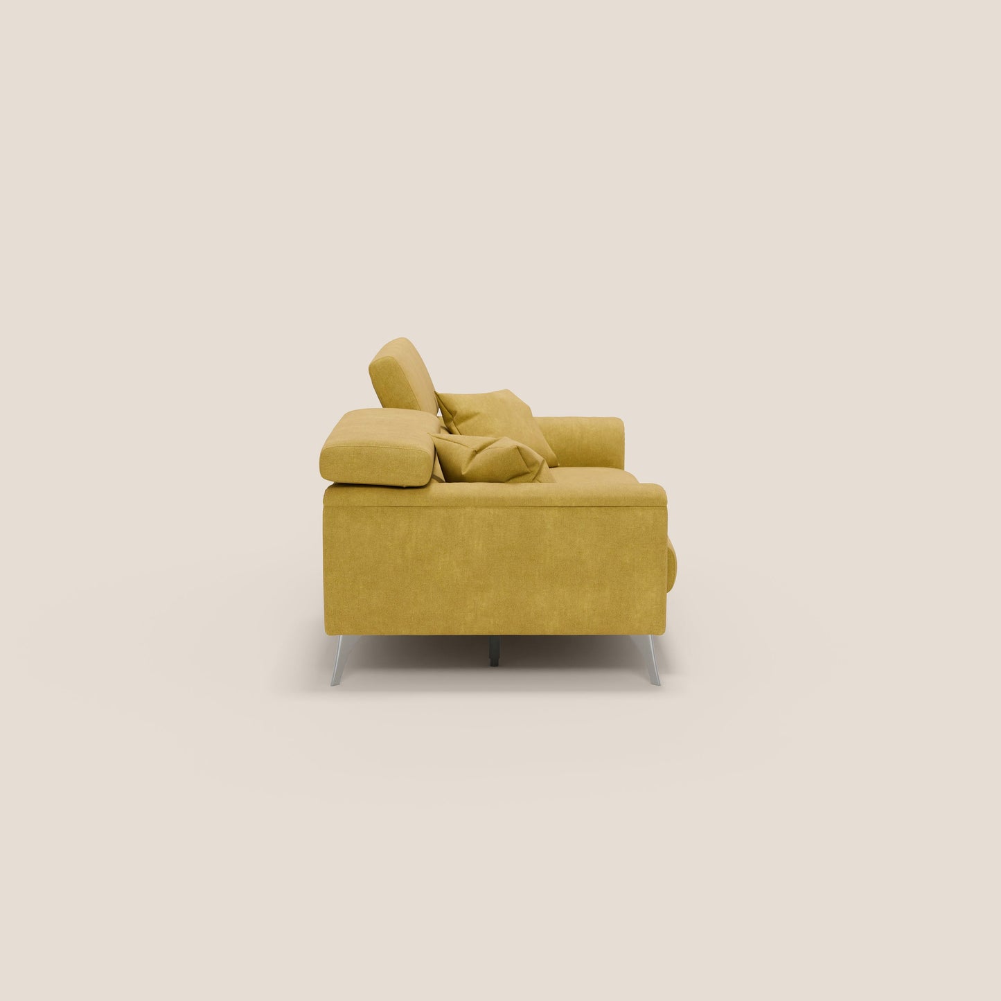 Caravaggio divano con sedute allungabili e poggiatesta reclinabili in tessuto impermeabile T02 giallo