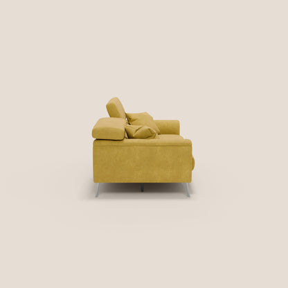 Caravaggio divano con sedute allungabili e poggiatesta reclinabili in tessuto impermeabile T02 giallo