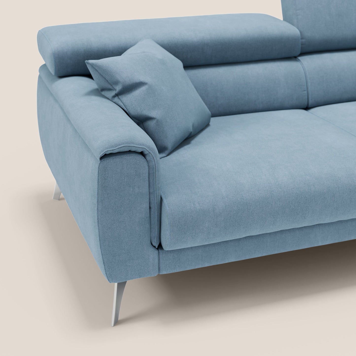 Divano Caravaggio con sedute allungabili e poggiatesta reclinabili in tessuto impermeabile T02 carta da zucchero