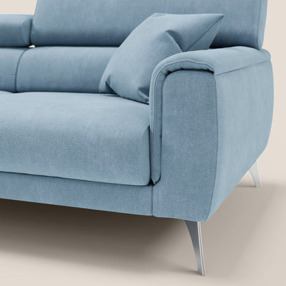 Divano Caravaggio con sedute allungabili e poggiatesta reclinabili in tessuto impermeabile T02 carta da zucchero