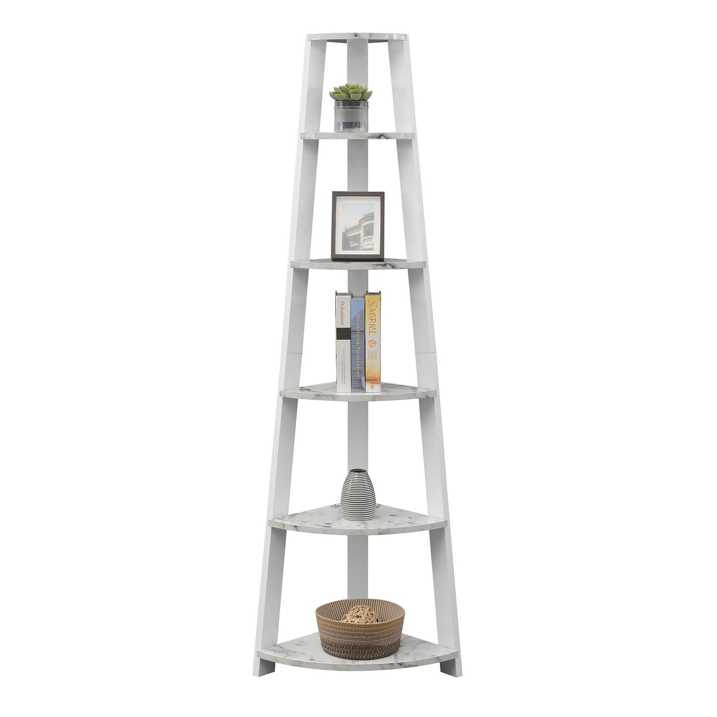 Convenience Concepts Newport 5 Tier Corner Bookshelf