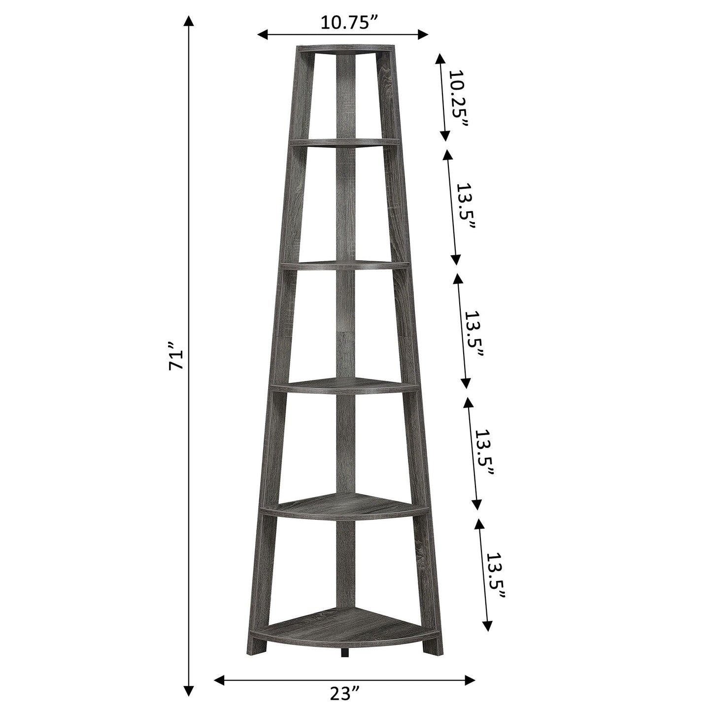 Convenience Concepts Newport 5 Tier Corner Bookshelf