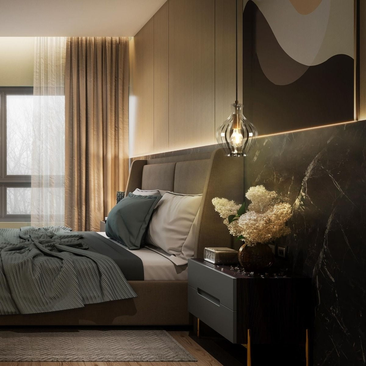 Coria Mid-century Modern Brass Pendant Light 1-Light Chic Dimmable Kitchen Island Lamp Fluted Glass Dining Room