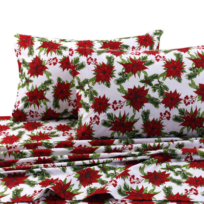 Cotton Flannel Extra Deep Pocket Bed Sheet Set with Oversize Flat Sheet