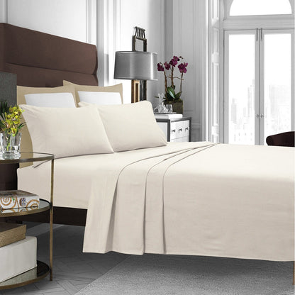 Cotton Flannel Extra Deep Pocket Bed Sheet Set with Oversize Flat Sheet