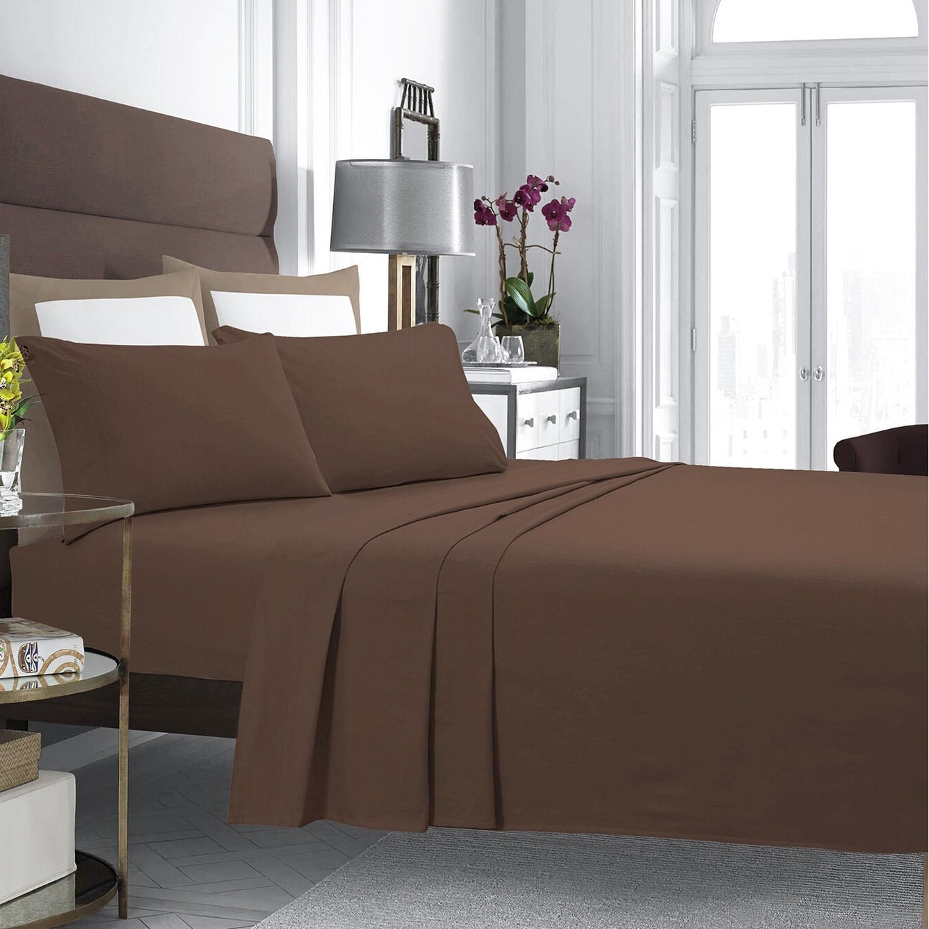 Cotton Flannel Extra Deep Pocket Bed Sheet Set with Oversize Flat Sheet