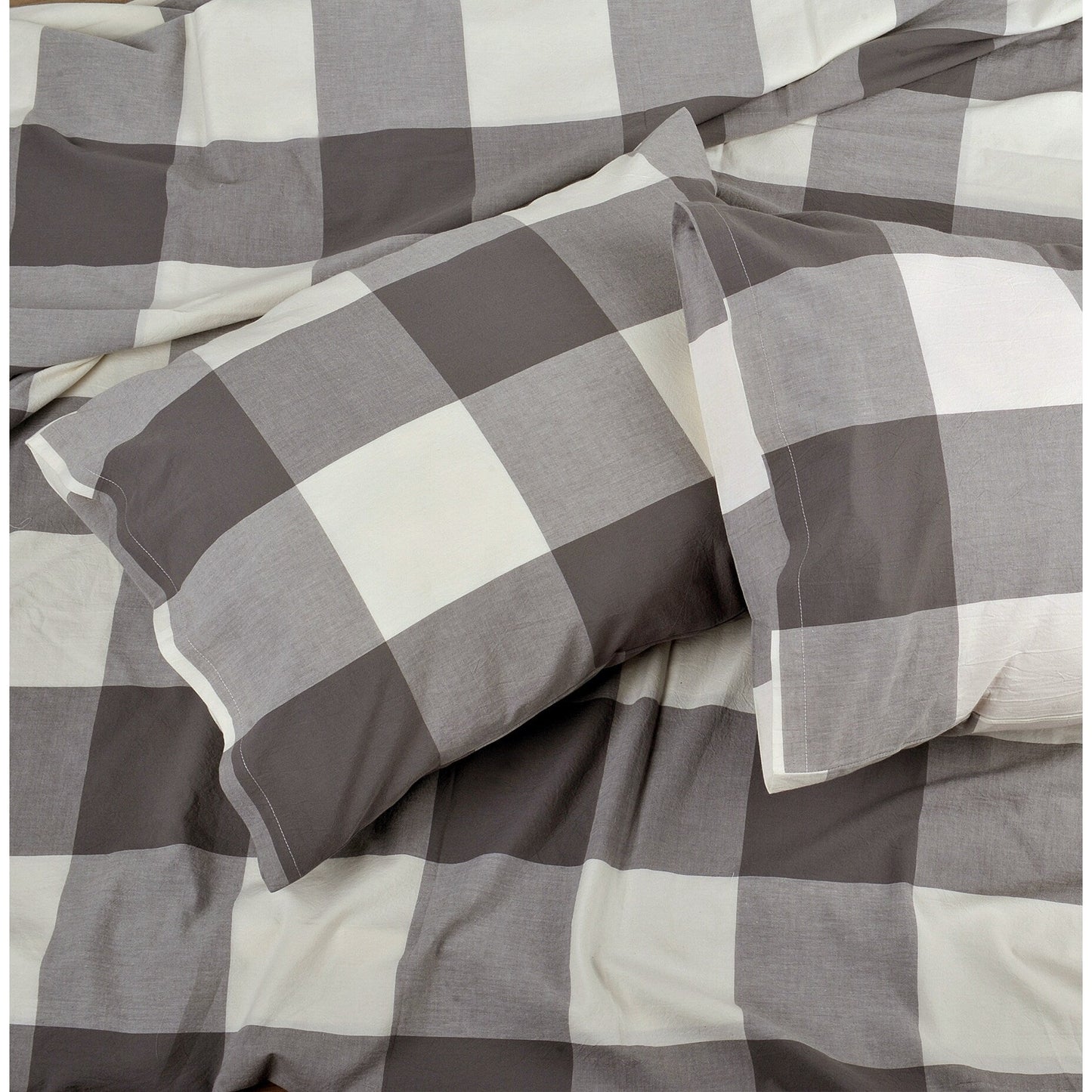 Cotton Plaid Windowpane Check 3-piece Duvet Cover Set