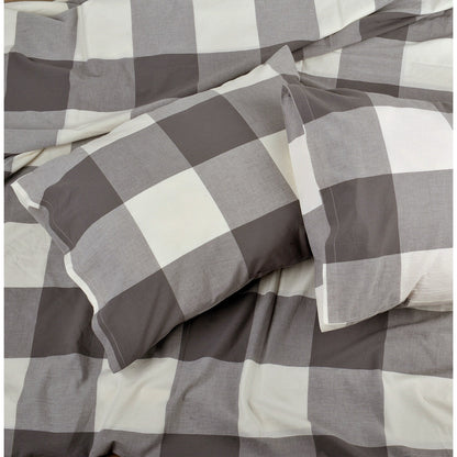 Cotton Plaid Windowpane Check 3-piece Duvet Cover Set