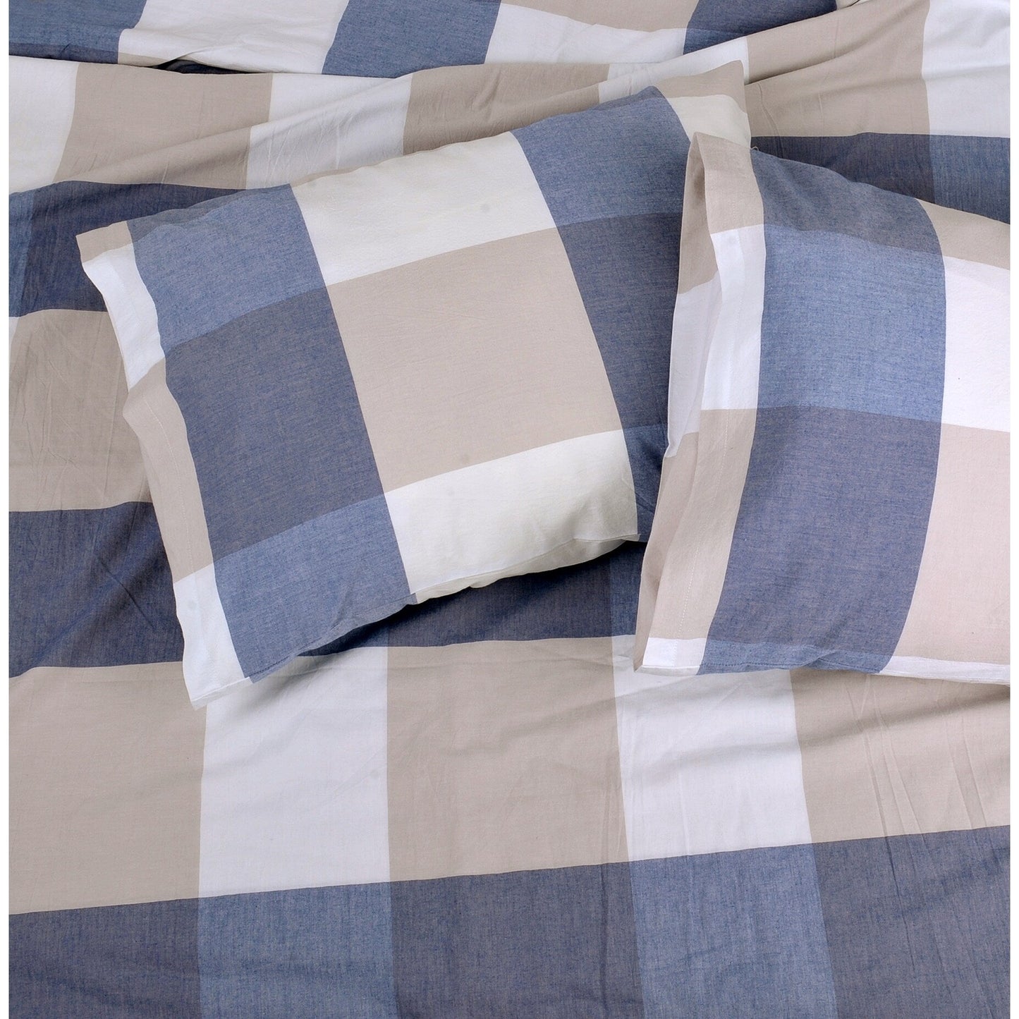 Cotton Plaid Windowpane Check 3-piece Duvet Cover Set