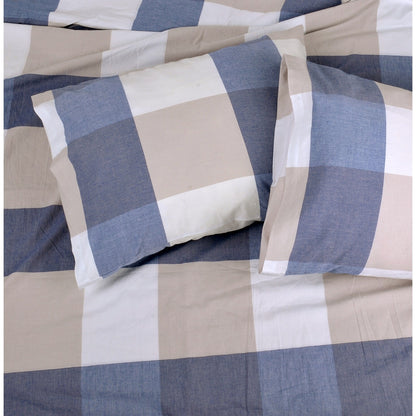 Cotton Plaid Windowpane Check 3-piece Duvet Cover Set