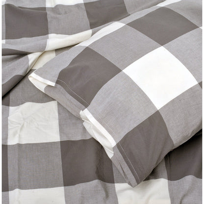 Cotton Plaid Windowpane Check 3-piece Duvet Cover Set