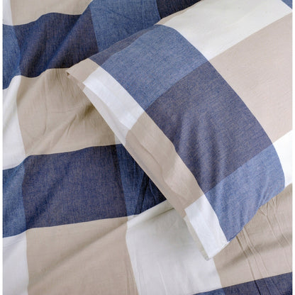 Cotton Plaid Windowpane Check 3-piece Duvet Cover Set