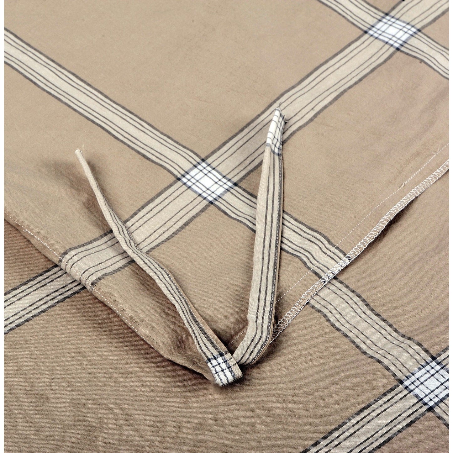 Cotton Plaid Windowpane Check 3-piece Duvet Cover Set