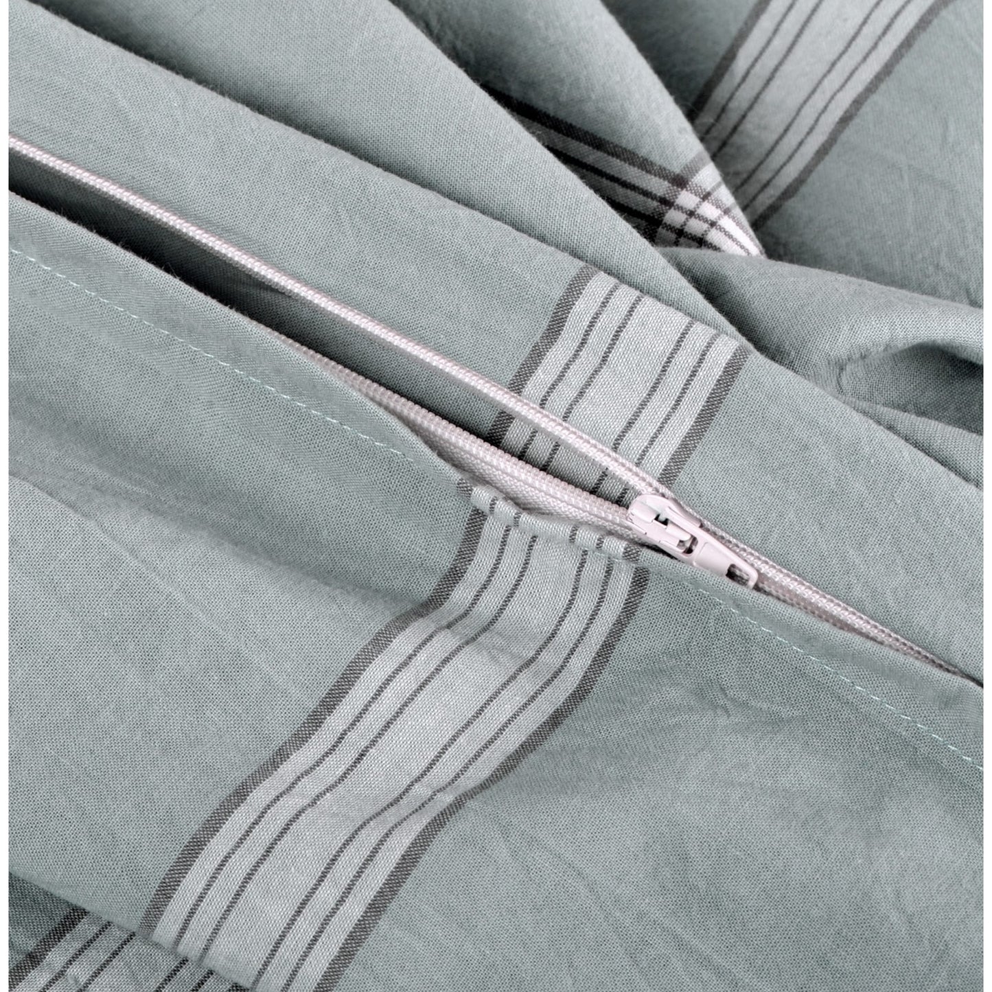 Cotton Plaid Windowpane Check 3-piece Duvet Cover Set