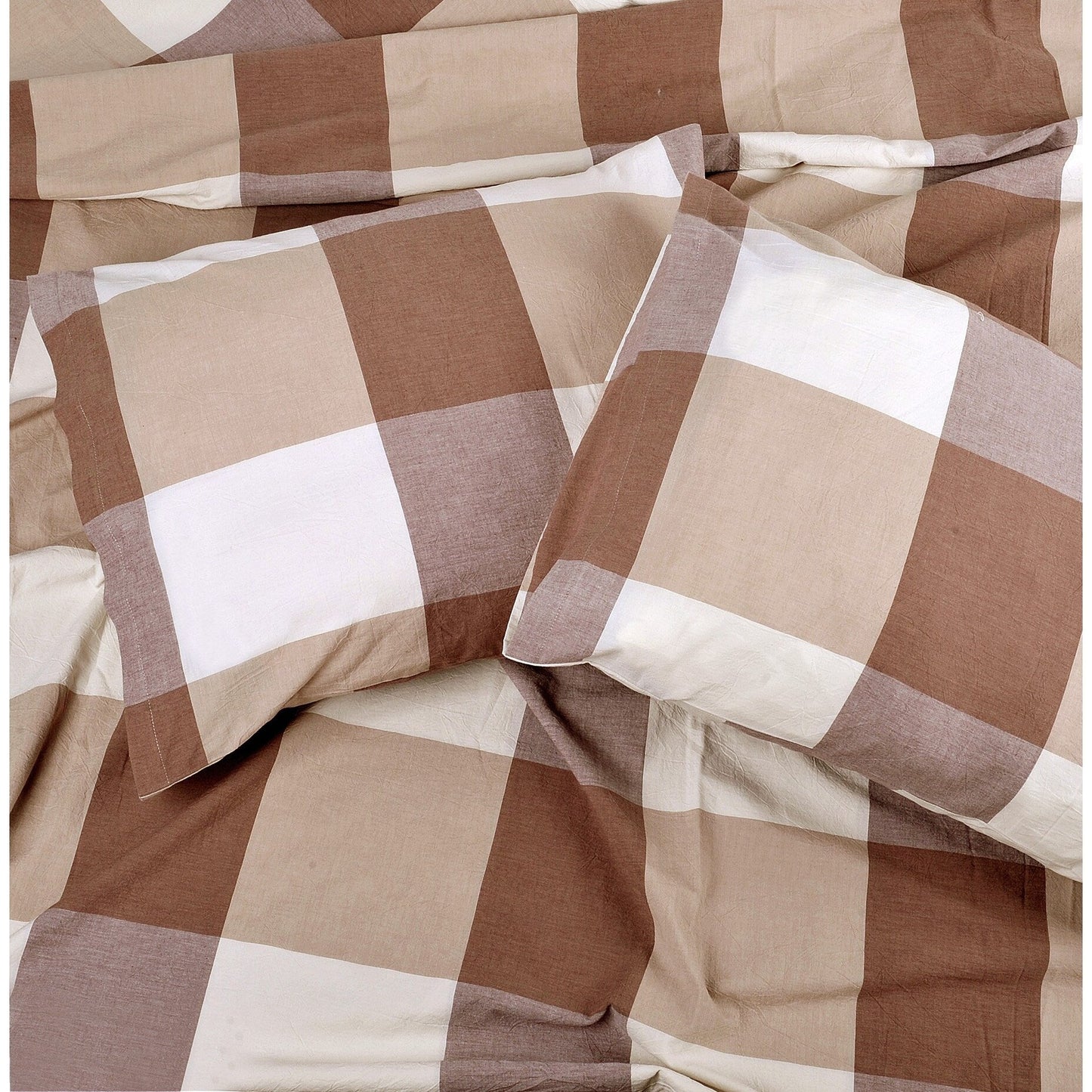 Cotton Plaid Windowpane Check 3-piece Duvet Cover Set