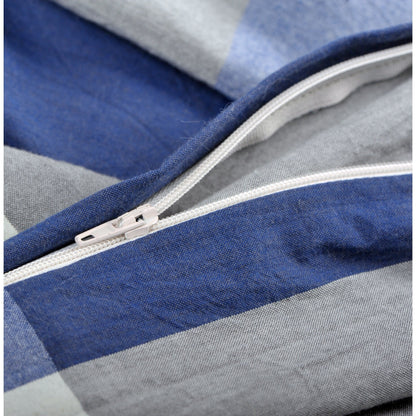 Cotton Plaid Windowpane Check 3-piece Duvet Cover Set