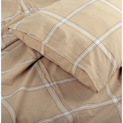 Cotton Plaid Windowpane Check 3-piece Duvet Cover Set