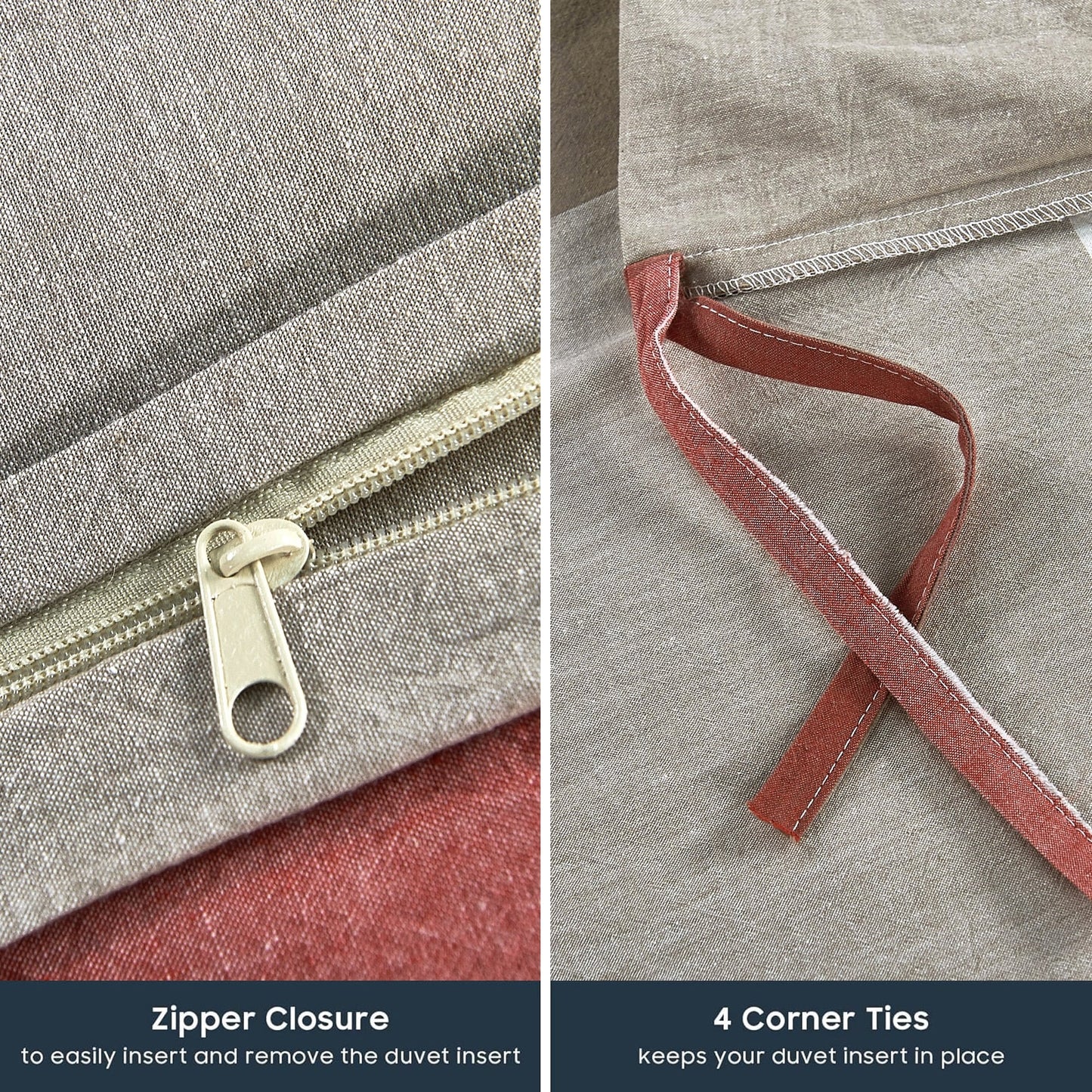 Cotton Plaid Windowpane Check 3-piece Duvet Cover Set