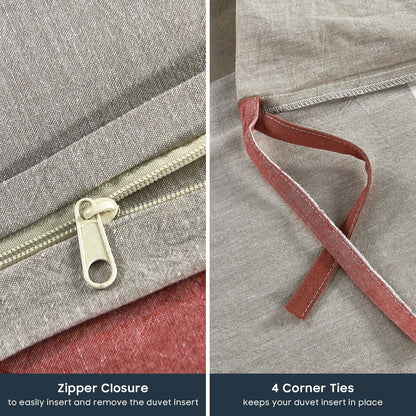 Cotton Plaid Windowpane Check 3-piece Duvet Cover Set