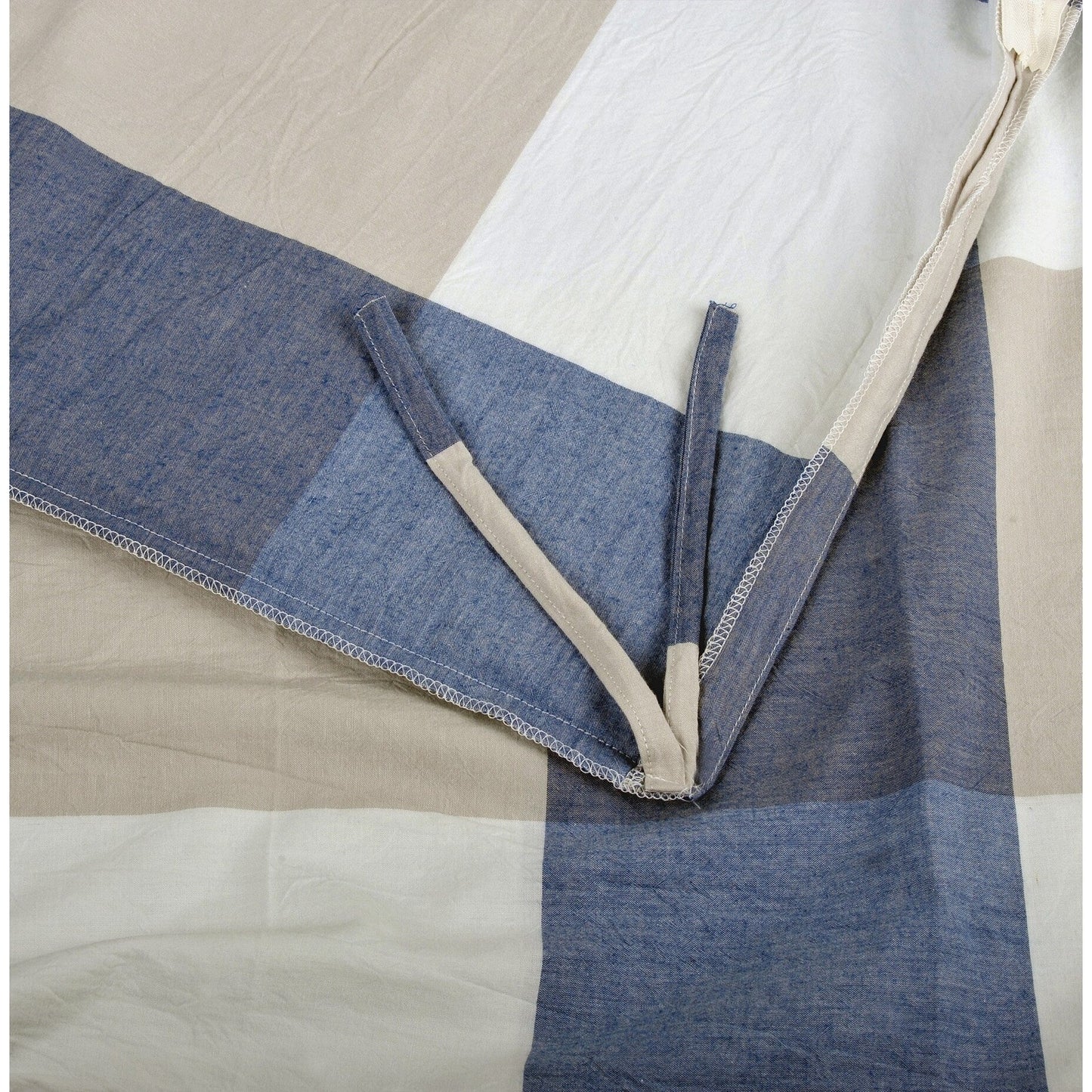 Cotton Plaid Windowpane Check 3-piece Duvet Cover Set