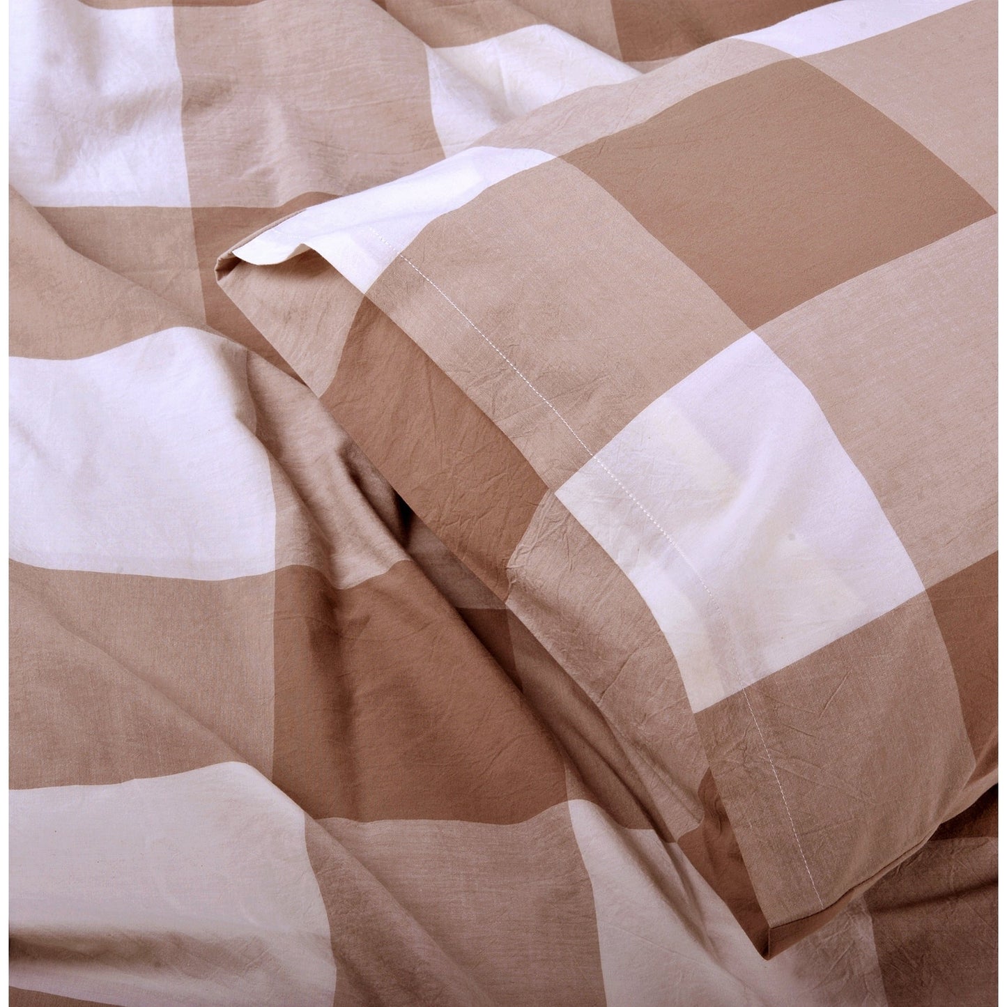 Cotton Plaid Windowpane Check 3-piece Duvet Cover Set