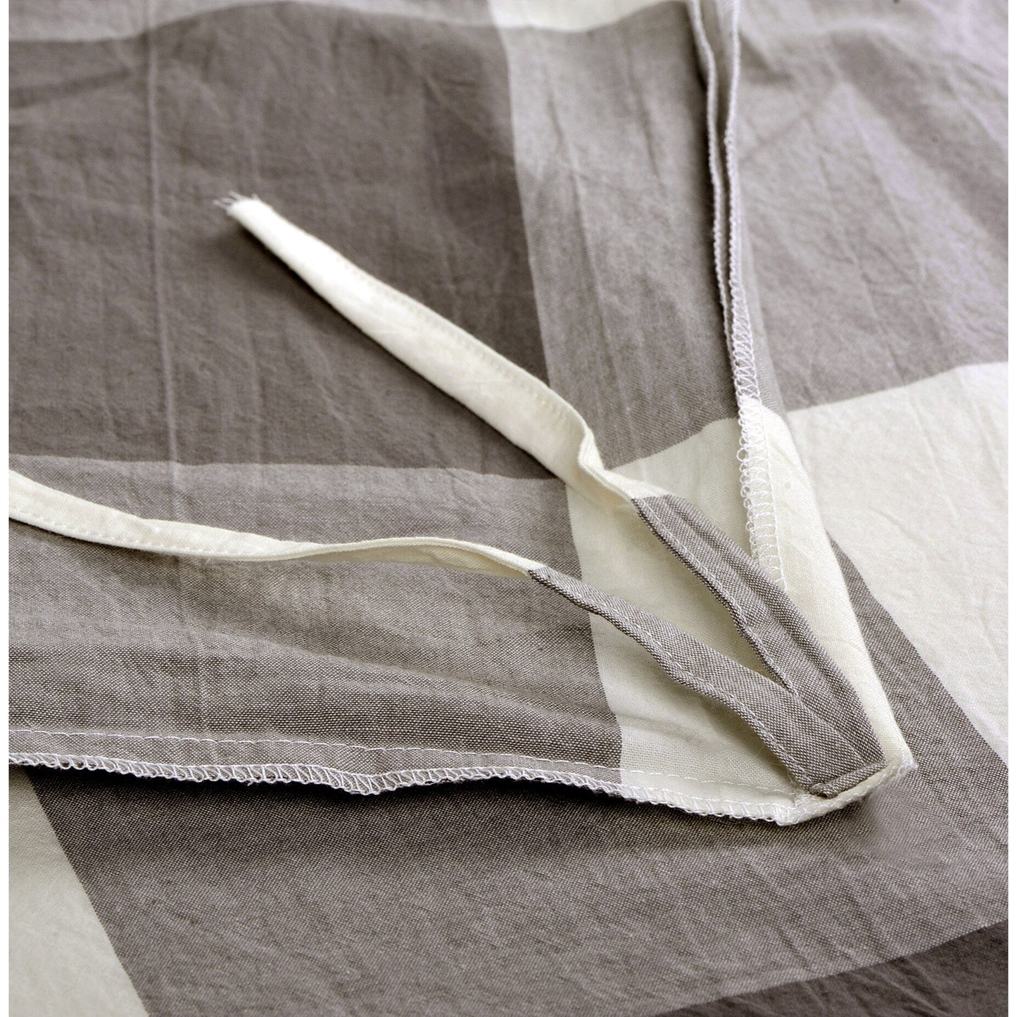 Cotton Plaid Windowpane Check 3-piece Duvet Cover Set