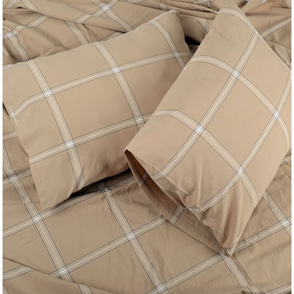 Cotton Plaid Windowpane Check 3-piece Duvet Cover Set