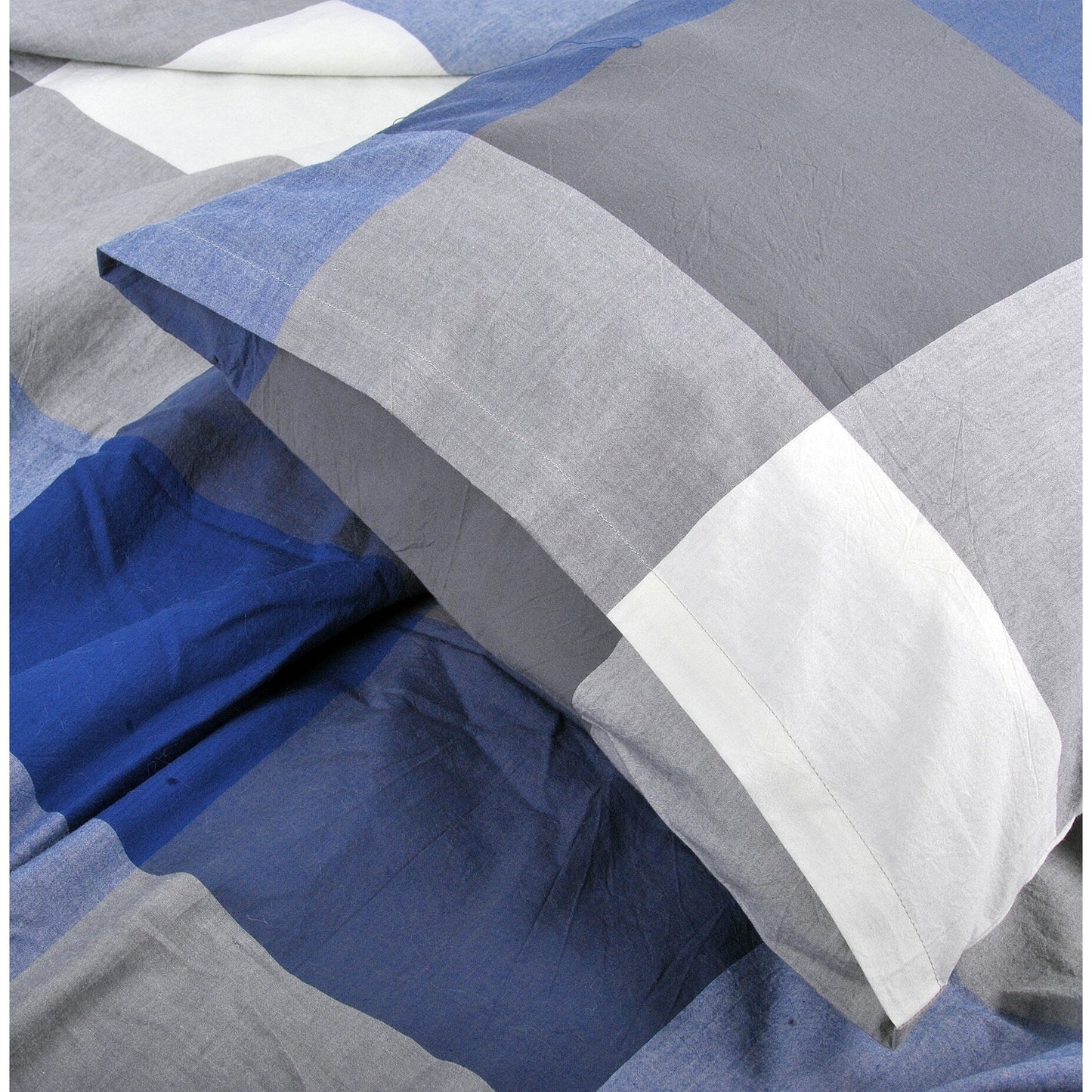 Cotton Plaid Windowpane Check 3-piece Duvet Cover Set