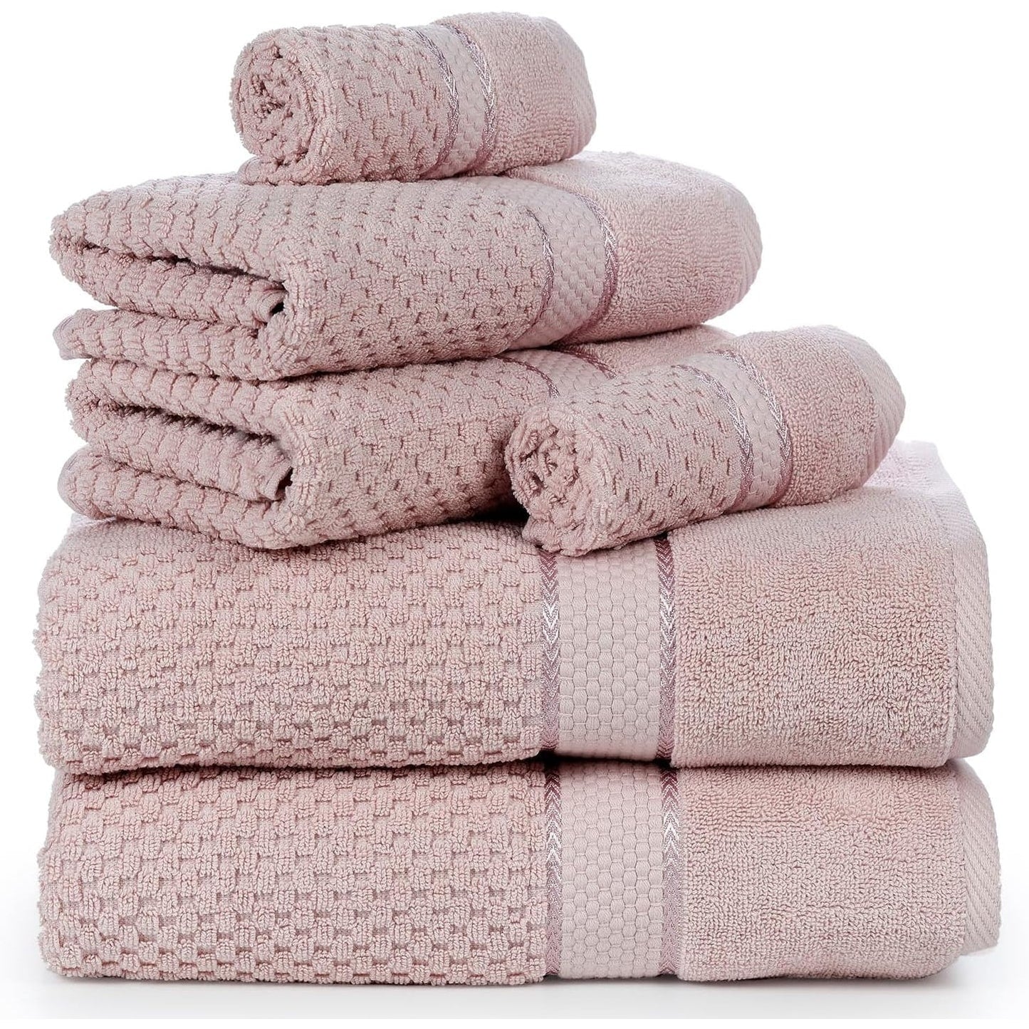 Towel Set of 6 Cotton Popcorn Textured by Ample Decor - 2Bath, 2Hand, 2Wash