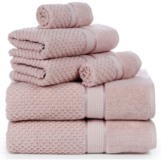 Towel Set of 6 Cotton Popcorn Textured by Ample Decor - 2Bath, 2Hand, 2Wash