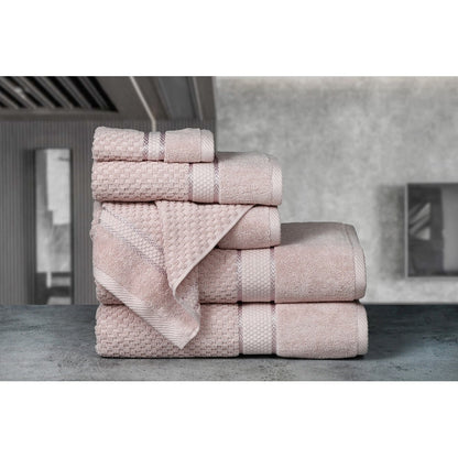 Towel Set of 6 Cotton Popcorn Textured by Ample Decor - 2Bath, 2Hand, 2Wash