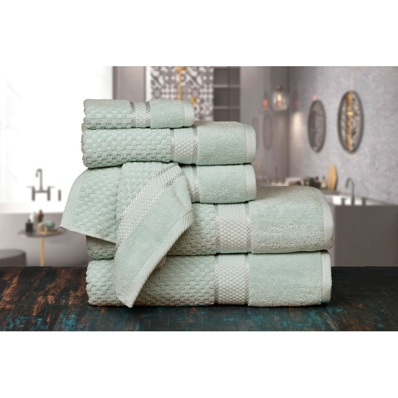 Towel Set of 6 Cotton Popcorn Textured by Ample Decor - 2Bath, 2Hand, 2Wash