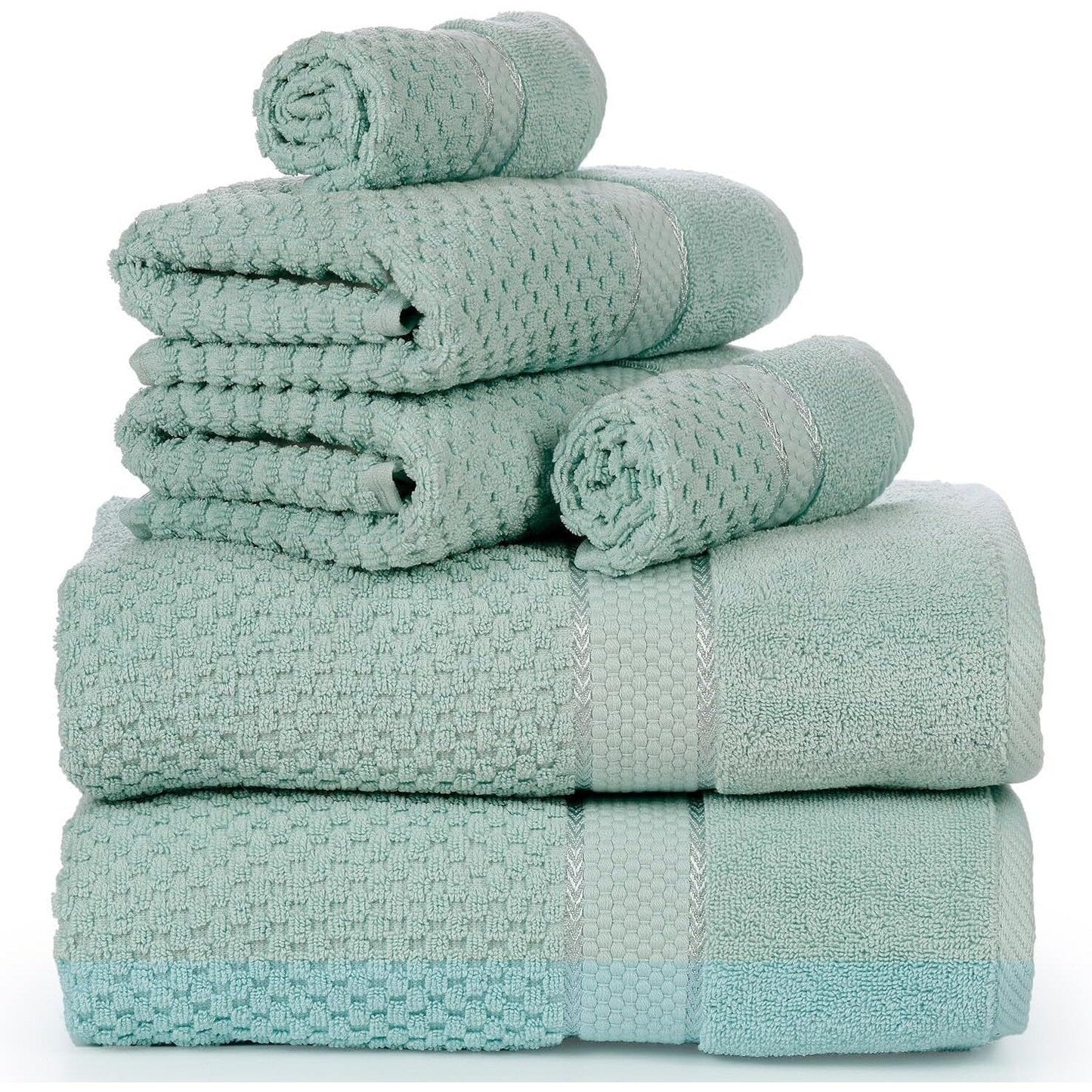 Towel Set of 6 Cotton Popcorn Textured by Ample Decor - 2Bath, 2Hand, 2Wash