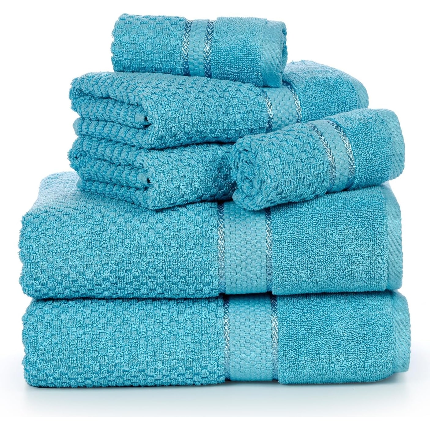 Towel Set of 6 Cotton Popcorn Textured by Ample Decor - 2Bath, 2Hand, 2Wash