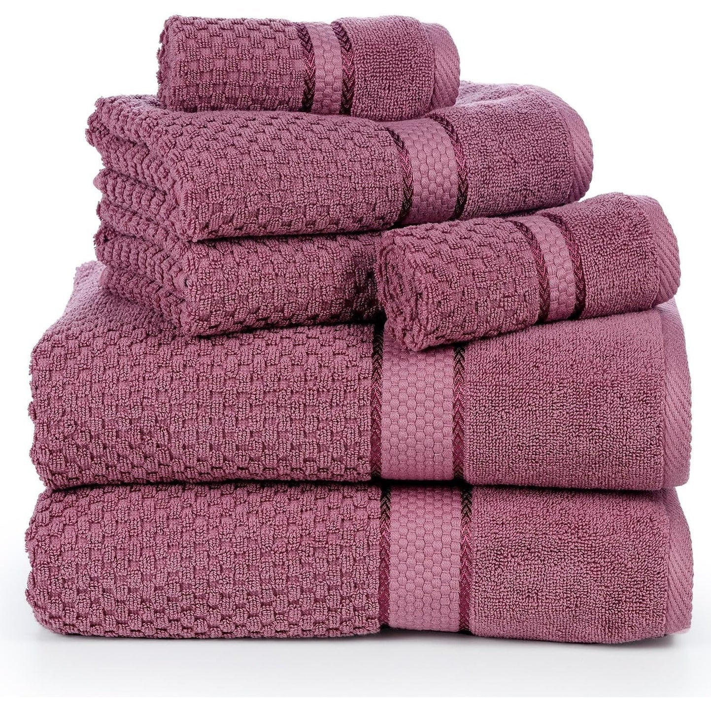 Towel Set of 6 Cotton Popcorn Textured by Ample Decor - 2Bath, 2Hand, 2Wash
