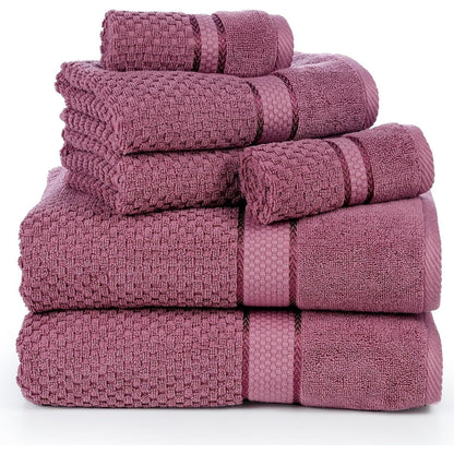 Towel Set of 6 Cotton Popcorn Textured by Ample Decor - 2Bath, 2Hand, 2Wash