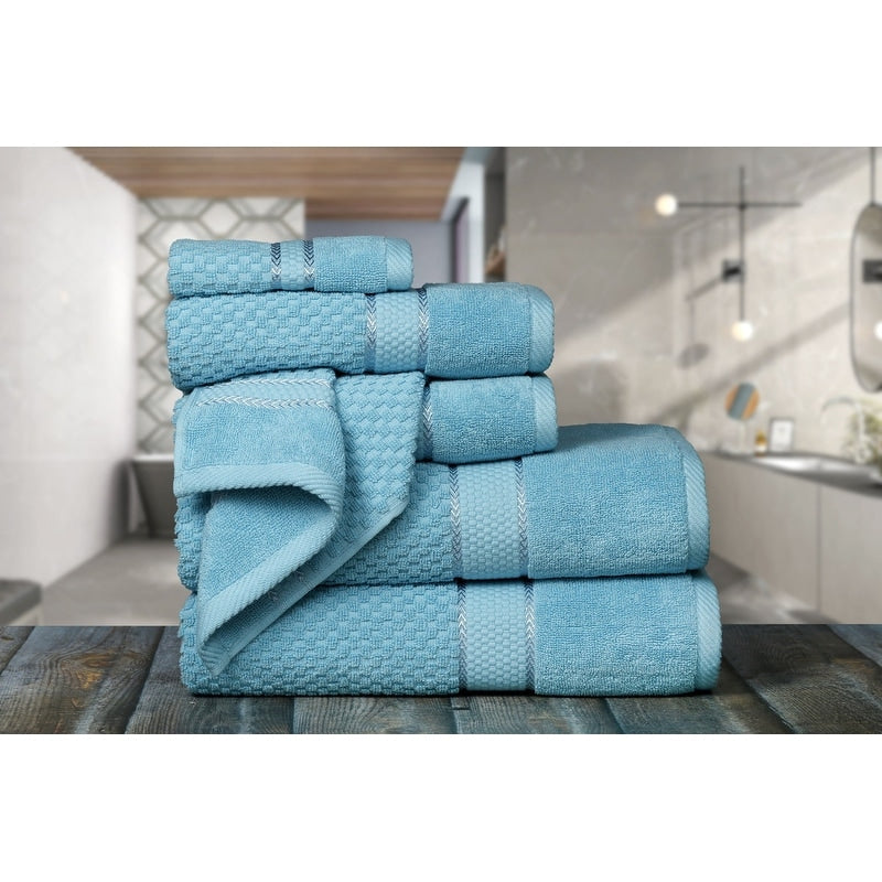 Towel Set of 6 Cotton Popcorn Textured by Ample Decor - 2Bath, 2Hand, 2Wash