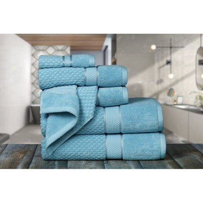Towel Set of 6 Cotton Popcorn Textured by Ample Decor - 2Bath, 2Hand, 2Wash