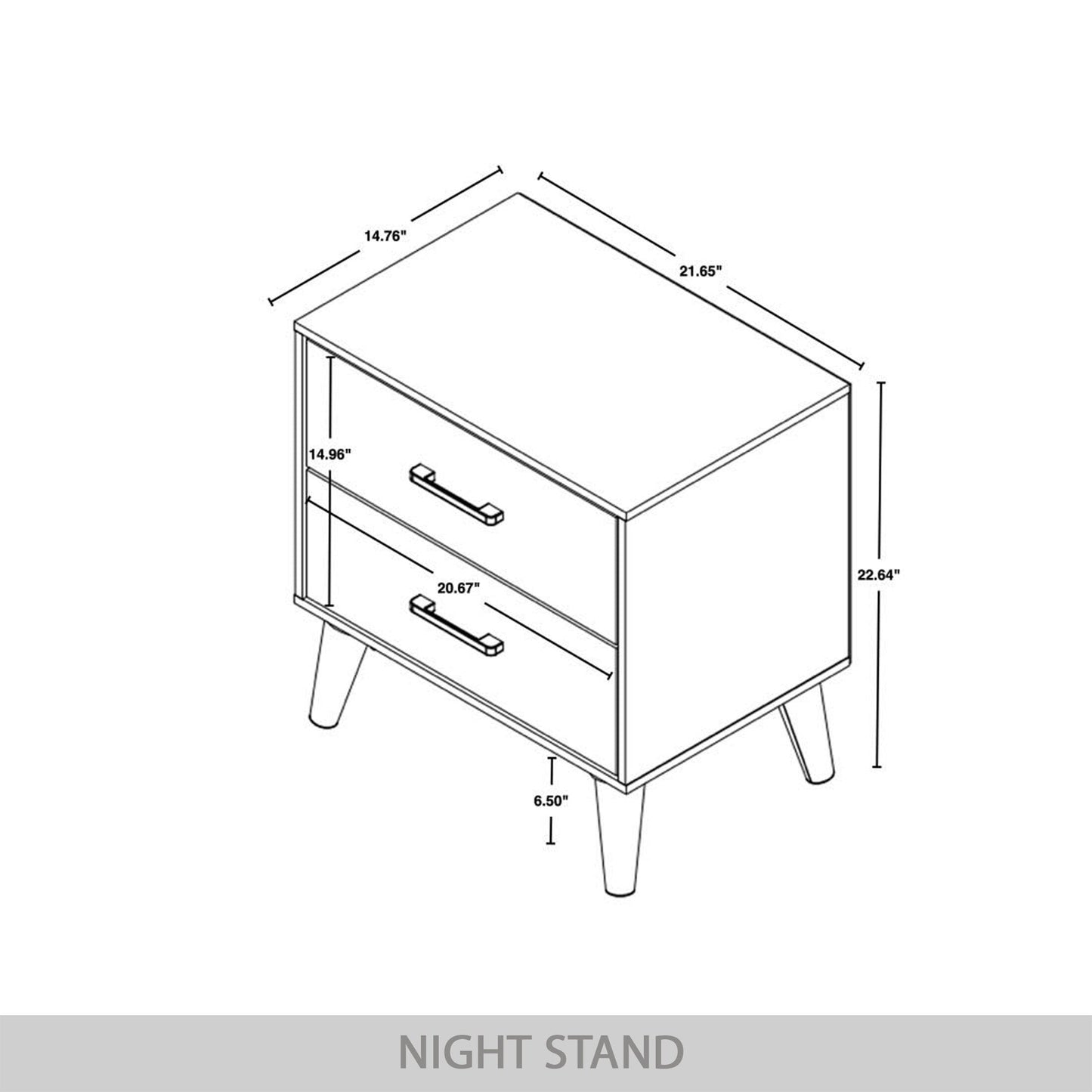 CraftPorch Classic Style 2-Drawers Wooden Nightstand