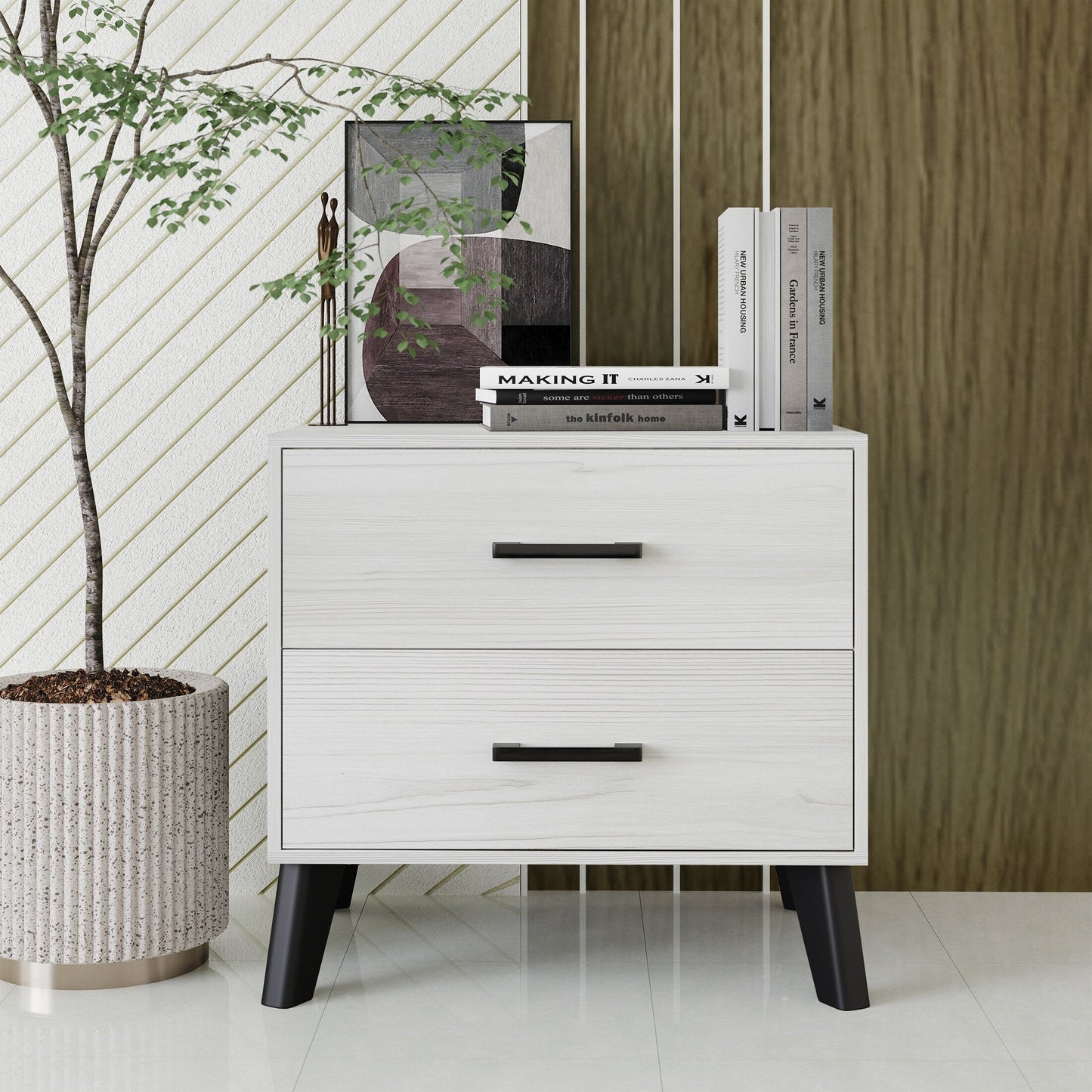 CraftPorch Classic Style 2-Drawers Wooden Nightstand