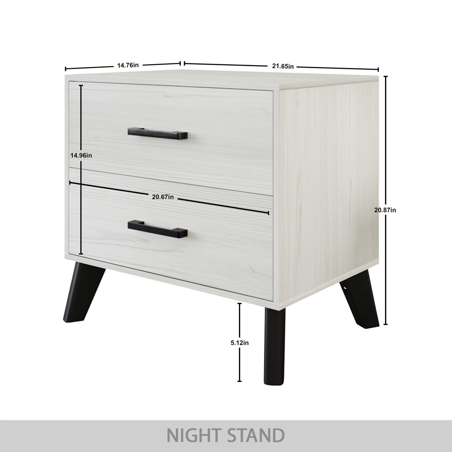 CraftPorch Classic Style 2-Drawers Wooden Nightstand