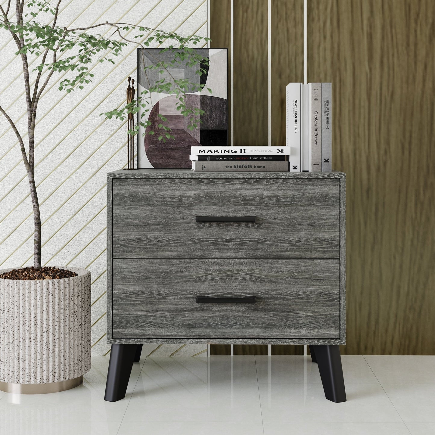 CraftPorch Classic Style 2-Drawers Wooden Nightstand