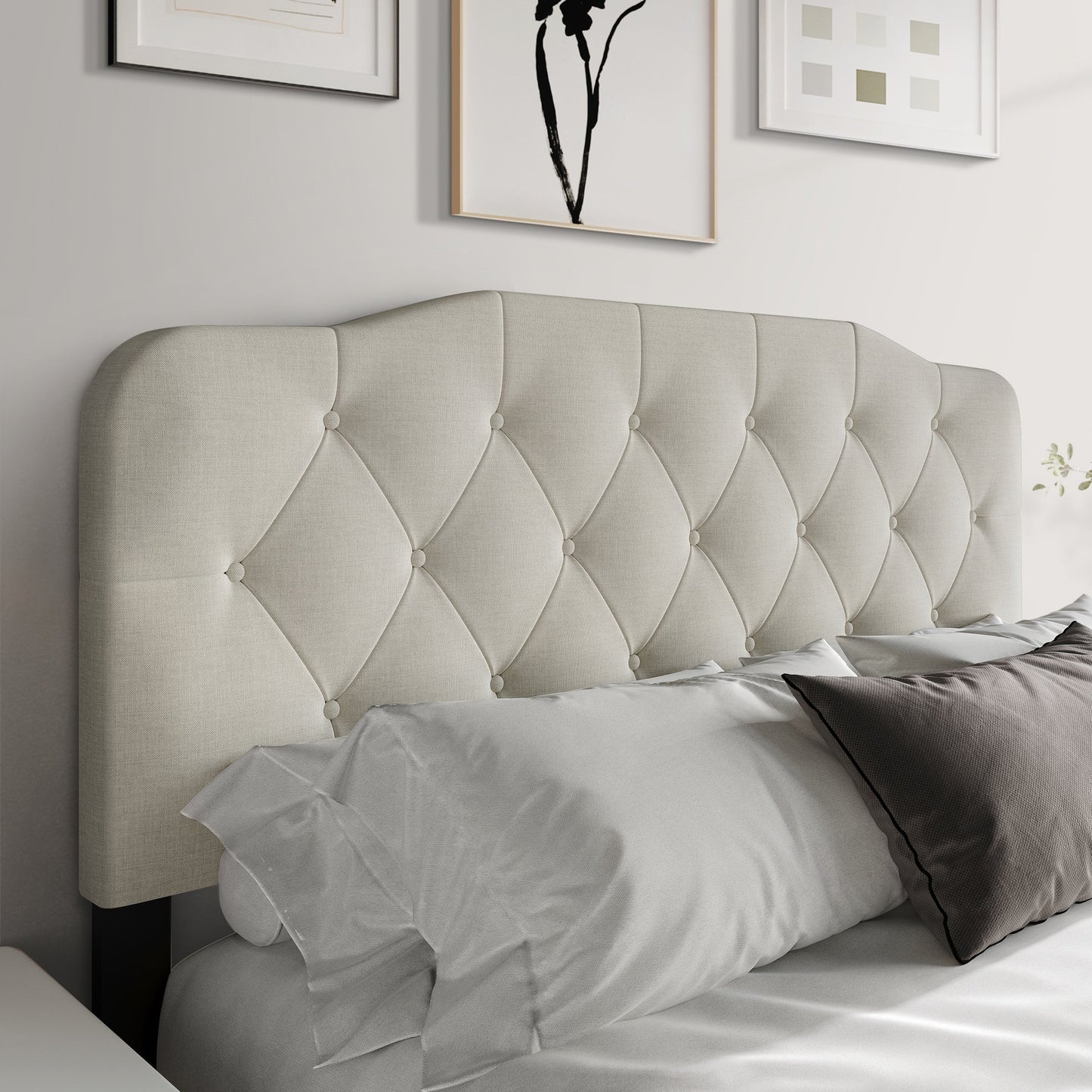 CraftPorch Elegant Button-Tufted Upholstered Headboard